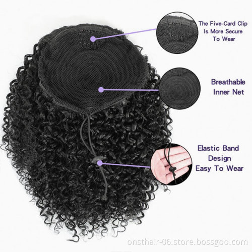 Hot Selling Wavy Ponytai Hairl In Synthetic Extensions Hair Clip-in Ponytails Drawstring Hair Extension Long For Black Women